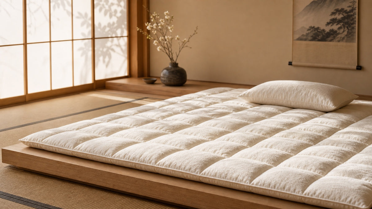 Surmatelas japonais matelassé Ayori sur tatami