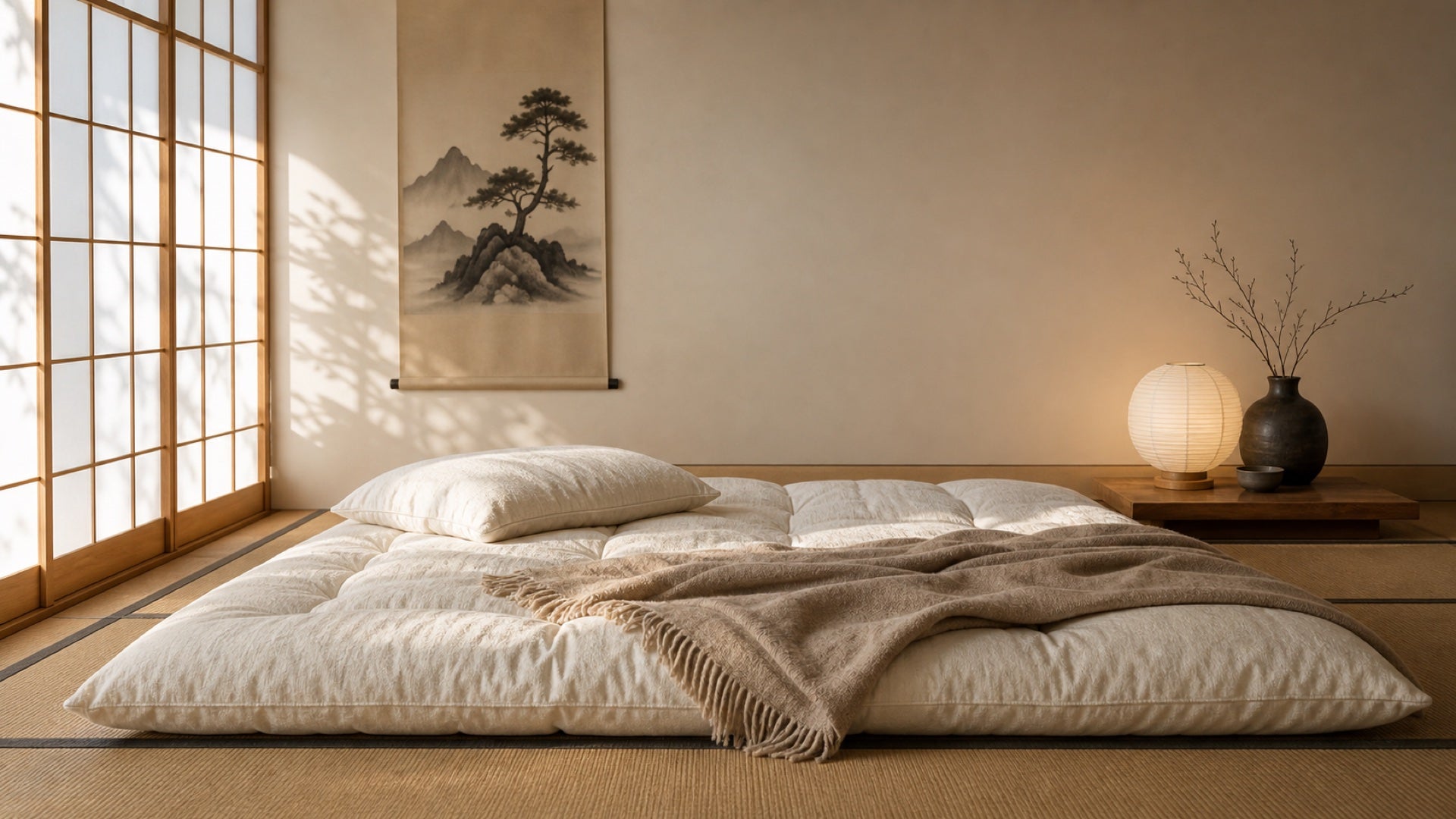 Chambre japonaise premium avec futon Ayori sur tatami